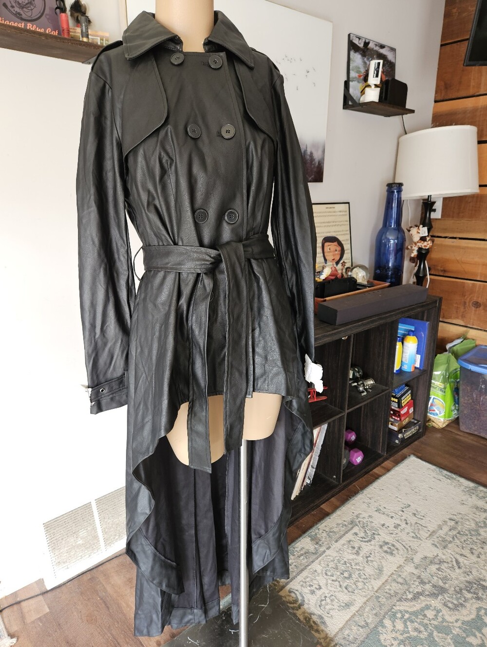 Venus Black Trench Style Longline Belted Coat Cosplay Cyberpunk Matrix 6 Goth
